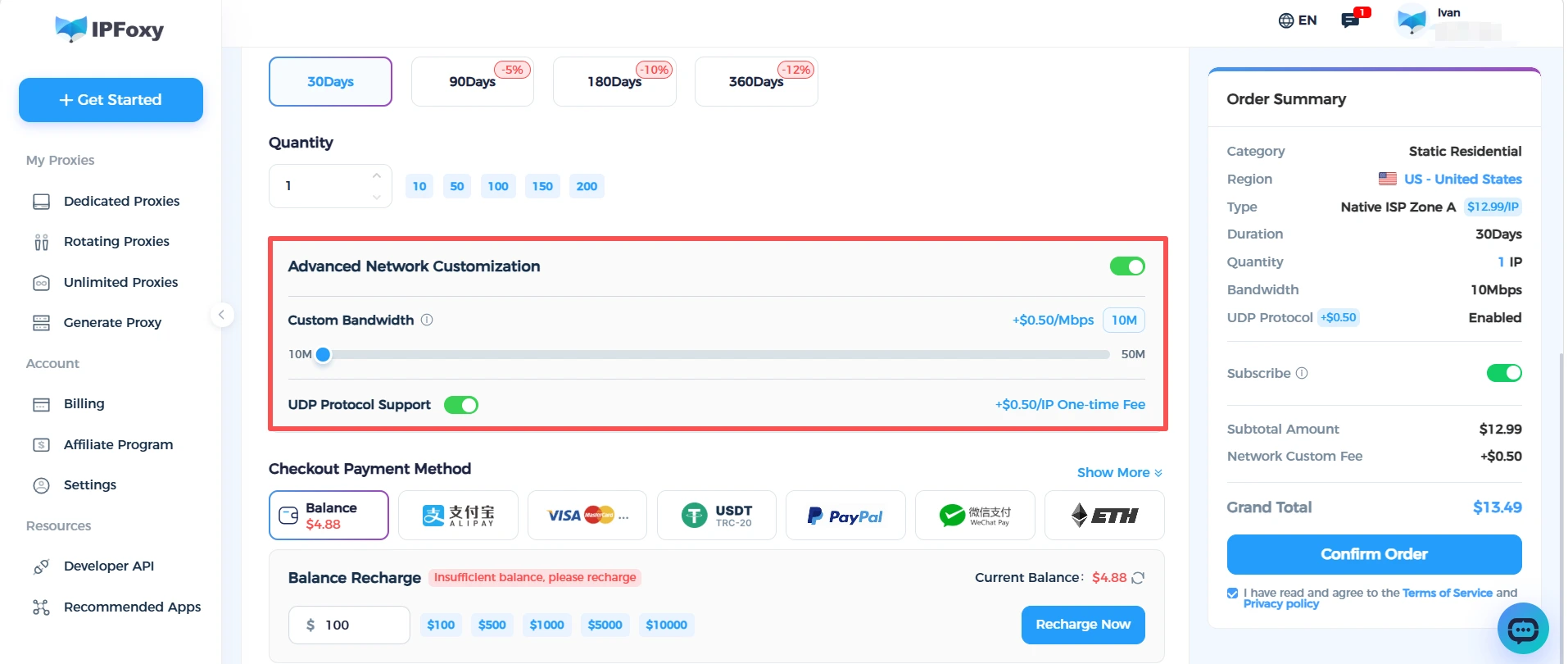 IPFoxy network customization
